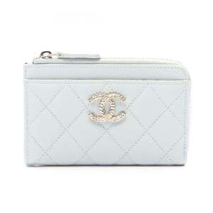 Chanel Matelassé Wallet/Coin Case, Leather, Grained Calf Women's, Blue